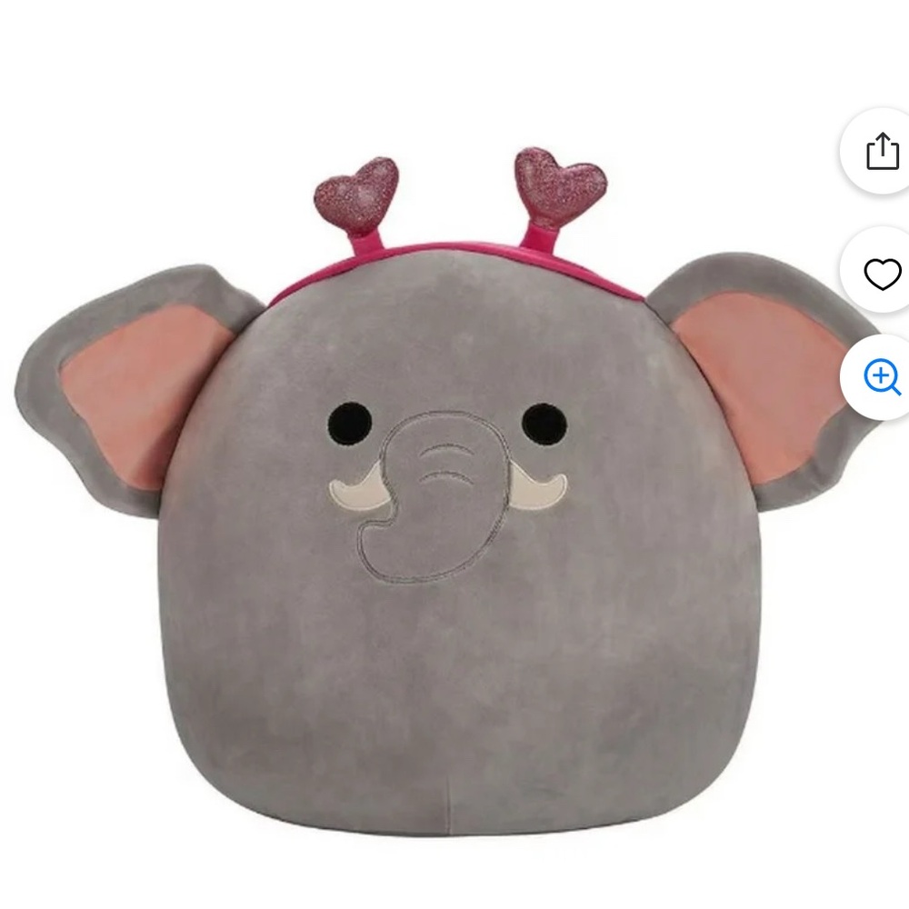 Mila the Elephant with pink heart headband